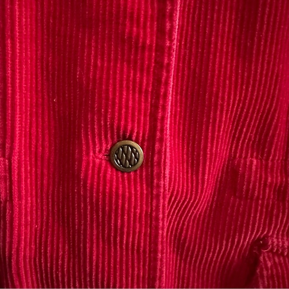 Vintage Christopher & Banks Red Wide-Wale Corduroy Jacket Cottagecore Chore Coat - Picture 7 of 12